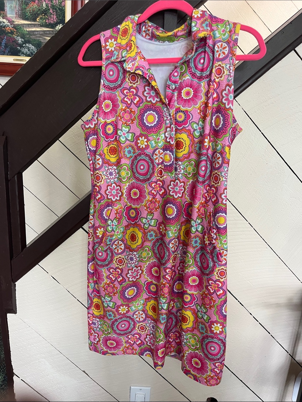Sleeveless Pink Floral Shift Dress